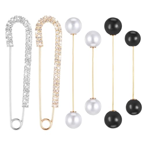 6 Stück Damen Brosche Pins,Sicherheitsnadel Broschen für Kleidung Perle Brosche Verkleinern Brosche mit Perlen,Brosche Strass Broschen für Kleidung für Modische Pullover Schal Clips Hemden Kleider von Grevosea