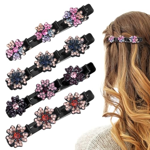 4 Stück Haarspange 3 Clips Glitzernde Kristall-Stein Geflochtene Haarspangen Damen Haarspange Doppelschicht Mini Haarspangen Geflochtene Elegante Haarstyling Clips für Damen und Mädchen 4 Stück Haarspange 3 Clips Glitzernde Kristall-Stein Geflochtene Haarspangen Damen Haarspange Doppelschicht Mini Haarspangen Geflochtene Elegante Haarstyling Clips für Damen und Mädchen von Grevosea