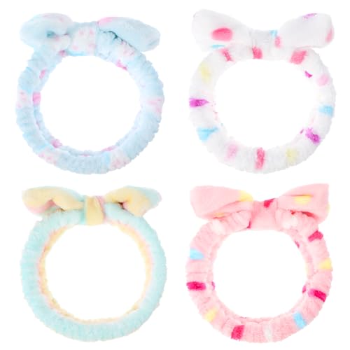 4 Stück Spa Stirnband Für Frauen Haarband Kosmetik,Süße Spa-Stirnbänder Saugfähiges Makeup Haarband Gesichtswasch-Stirnband für Frauen und Mädchen Perfekt für Pyjama-Partys und Als Geschenk von Grevosea
