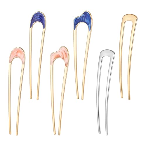 6 Stück U Haarnadel Pins Französische Haarnadeln Rutschfeste French Hair Pin U-Nadeln Damen für Haarknoten Haarspange Für Alle Haartypen von Frauen und Mädchen Styling Haar Accessoires-10/10.3/10.7cm von Grevosea