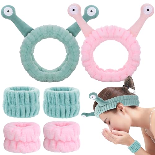 2 Set Spa Stirnband Für Frauen Haarband Kosmetik Stirnband Elastic Spa Haarbänder Make Up Skincare Headband Damen Kosmetik Haarband zum Abschmink Waschen Gesicht für Yoga Sport Hautpflege von Grevosea
