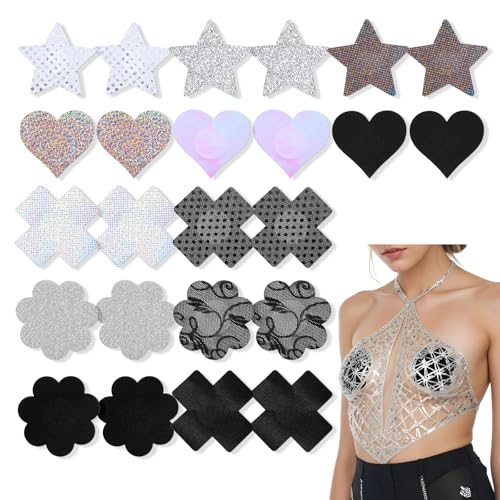 Grevosea 24 Stück Nipple Patches Selbstklebend Nipple Pads Brustaufkleber Selbstklebendes Nippelpads Nippelabdeckungen Nipples Abdeckungen Sticker Einweg Nippl Abdeckungen für Frauen(Schwarz+Beige) von Grevosea