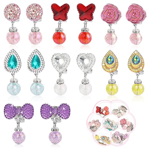 Grevosea 7 Paare Clip Ohrringe Mädchen,kinder Ohrringe,klipp Ohrringe,ohrklipser Mädchen Ohne Ohrlöcher,kinder Ohrringe Klips Prinzessin Schmuck Zubehör Mädchen Spiel Ohrringe Mit Klaren Boxen von Grevosea