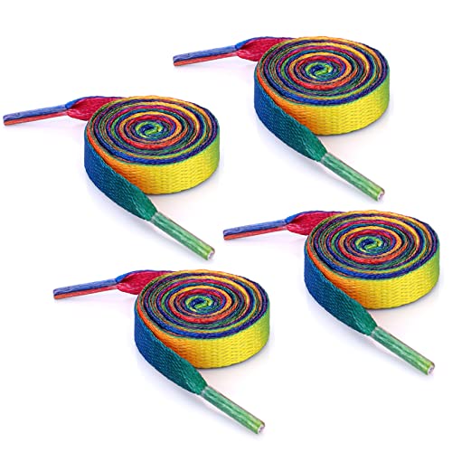 Schnürsenkel Bunt 8 Stück 120cm Regenbogen Schnürsenkel Flache Universal Sportschuhe Schuhbänder Für Lgbtq Gay Pride Regenbogen Farbverlauf für Männer Frauen Sport Sneakers von Grevosea