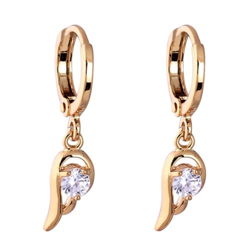 Grewod Creole Ohrringe, Damen Gold 9 Karat Tropfen Weiß Rund Moissanit Ohrringe Elegant Schmuck von Grewod