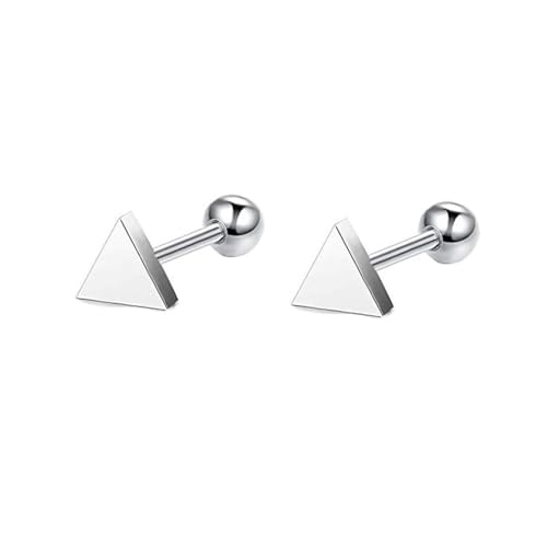 Grewod Damen Ohrstecker, 14 Karat 585 Weißgold Dreieck Ohrringe Nickelfrei Echtgold Ohrschmuck von Grewod