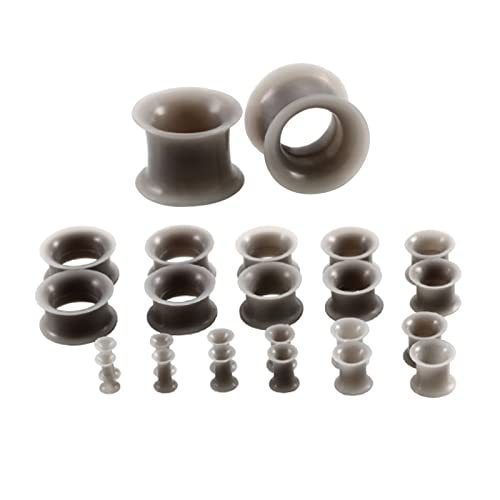 Grewod Ear Tunnel, Silikon Grau Creolen in Mehreren Größen Ohr Tunnel Herren Damen Flesh Tunnel Ohr Plug Ohr Expander Piercing Schmuck 20MM, 22 Stück von Grewod