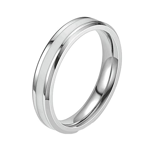 Grewod Ehering Damen, 4MM Ring Edelstahl Weiß Schlicht Verlobungsring Schmuck Schlicht Größe 57 (18.1) von Grewod