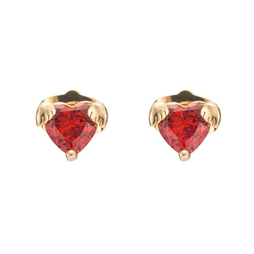 Grewod Frau Ohrringe, Gold 18K 750 Flügel Rot Herz Labor Erstellt Rubin Ohrstecker Nickelfrei Schmuck von Grewod