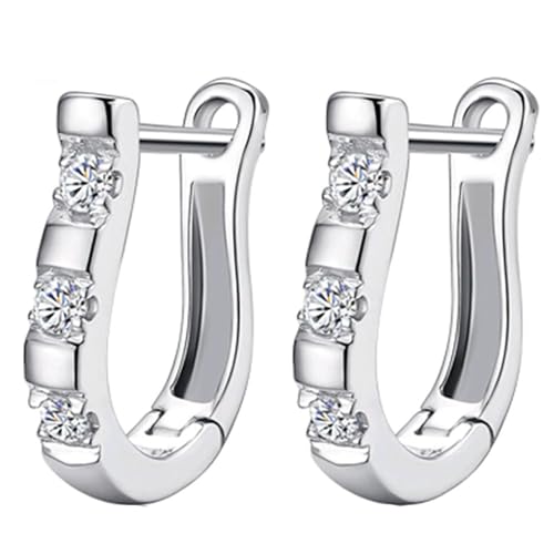 Grewod Frauen Ohrringe, 14K Weiß Gold Schlicht Weiß Rund Moissanit Creolen Nickelfrei Ohrschmuck Grewod Frauen Ohrringe, 14K Weiß Gold Schlicht Weiß Rund Moissanit Creolen Nickelfrei Ohrschmuck von Grewod