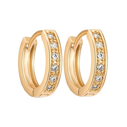 Grewod Hochzeit Ohrringe, Damen 14K Gold Schlicht Weiß Rund Moissanit Creolen Nickelfrei Schmuck Grewod Hochzeit Ohrringe, Damen 14K Gold Schlicht Weiß Rund Moissanit Creolen Nickelfrei Schmuck von Grewod
