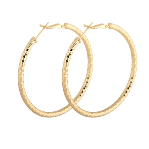 Grewod Hochzeit Ohrringe, Damen 18 Karat 750 Gelbgold Rund 49mm Creolen Nickelfrei Ohrschmuck von Grewod