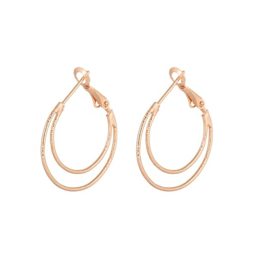 Grewod Modeschmuck Ohrringe, Damen 18 Karat 750 Rose Gold Rund Creolen Nickelfrei Ohrschmuck von Grewod