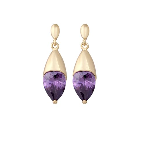 Grewod Modeschmuck Ohrringe, Damen 18 Karat Gold 750 Schlicht Lila Amethyst Ohrstecker Schmuck von Grewod