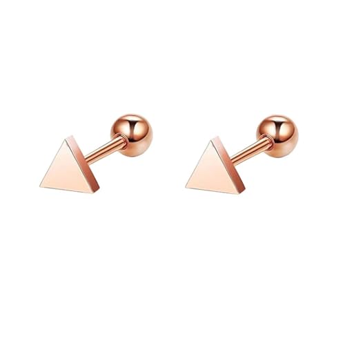 Grewod Modeschmuck Ohrringe, Damen Rose Gold 14 Karat Dreieck Ohrstecker Nickelfrei Ohrschmuck von Grewod