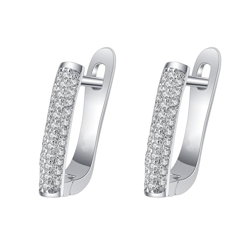 Grewod Modeschmuck Ohrringe, Damen Weiß Gold 9K Elegant Weiß Rund Moissanit Creolen Nickelfrei Schmuck Grewod Modeschmuck Ohrringe, Damen Weiß Gold 9K Elegant Weiß Rund Moissanit Creolen Nickelfrei Schmuck von Grewod