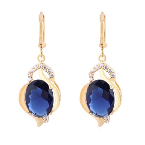 Grewod Modeschmuck Ohrringe Creolen, Damen 9 Karat Gelbgold Elegant Blau Oval Labor Erstellt Tansanit mit Labor Erstellt Diamant Ohrringe Grewod Modeschmuck Ohrringe Creolen, Damen 9 Karat Gelbgold Elegant Blau Oval Labor Erstellt Tansanit mit Labor Erstellt Diamant Ohrringe von Grewod