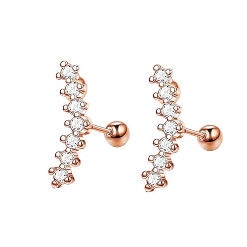 Grewod Nickelfreie Ohrringe, Damen 18K Rotgold 750 7 Weiß Rund Moissanit Ohrstecker Nickelfrei Schmuck von Grewod