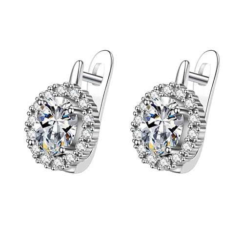 Grewod Nickelfreie Ohrringe, Damen Weiß Gold 18 Karat Elegant Weiß Oval Moissanit Creolen Schmuck Grewod Nickelfreie Ohrringe, Damen Weiß Gold 18 Karat Elegant Weiß Oval Moissanit Creolen Schmuck von Grewod