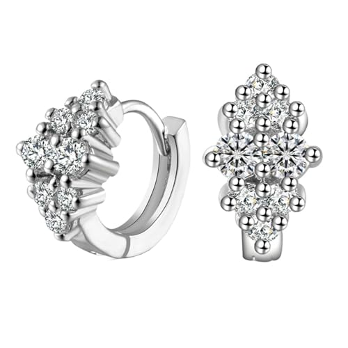 Grewod Nickelfreie Ohrringe Damen, 9 Karat Weißgold 375 Blumen Weiß Rund Moissanit Creolen Schmuck Grewod Nickelfreie Ohrringe Damen, 9 Karat Weißgold 375 Blumen Weiß Rund Moissanit Creolen Schmuck von Grewod