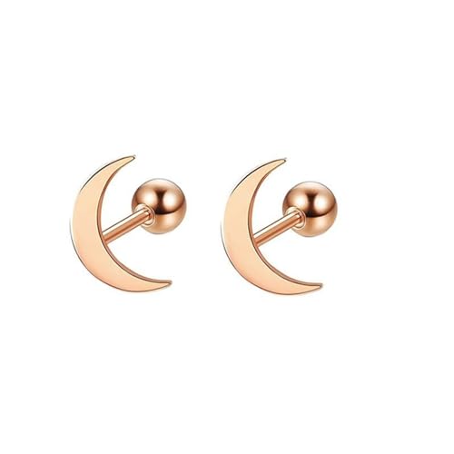 Grewod Ohrring Damen Rose Gold 18 Karat 750 Mond Ohrstecker Nickelfrei Echtgold Ohrschmuck von Grewod
