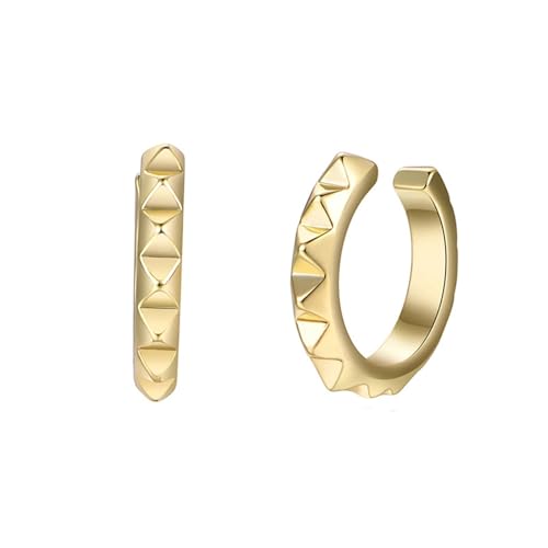 Grewod Ohrring Earcuff, Damen Gold 750 18 Karat Schlicht Design Ohrmanschette Nickelfrei Schmuck von Grewod