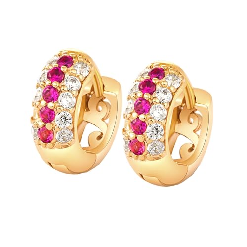 Grewod Ohrringe Creolen, Damen Gold 18K 750 Elegant Bunt Rund Labor Erstellt Turmalin Diamant Ohrringe Modern von Grewod