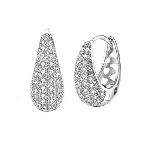 Grewod Ohrringe Damen, Weiß Gold 18 Karat Luxus Weiß Rund Moissanit Creolen Nickelfrei Schmuck von Grewod