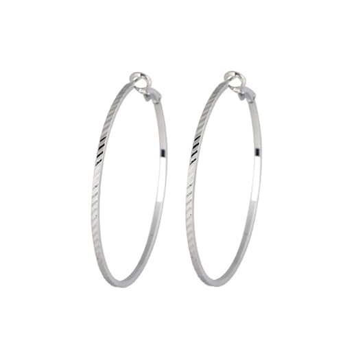 Grewod Ohrringe Damen, Weißgold 750 18K Rund 50mm Ohrringe Creolen Nickelfrei Echtgold Ohrschmuck von Grewod