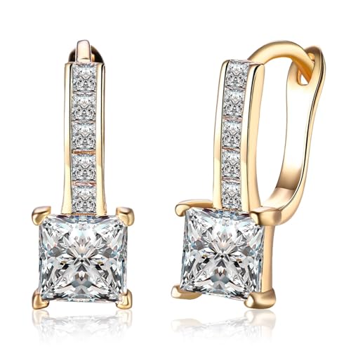 Grewod Ohrringe Damen Hängend, 9K Gold 375 Elegant Weiß Quadrat Moissanit Ohrhänger Nickelfrei Schmuck Grewod Ohrringe Damen Hängend, 9K Gold 375 Elegant Weiß Quadrat Moissanit Ohrhänger Nickelfrei Schmuck von Grewod