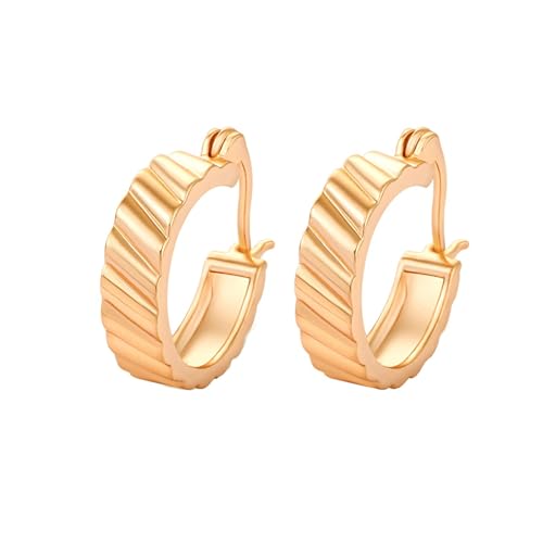 Grewod Ohrringe Echtgold 585, Damen Schlicht Design Ohrringe Creolen Nickelfrei Echtgold Ohrschmuck von Grewod