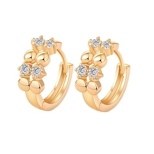 Grewod Ohrringe Gold 750, Damen Retro Weiß Rund Moissanit Edelstein Creolen Nickelfrei Ohrschmuck von Grewod