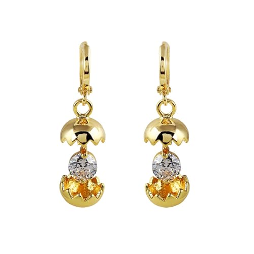 Grewod Ohrringe Hängend Modeschmuck, Damen Gelbgold 9K Creolen mit Anhänger Weiß Rund Moissanit Ohrhänger Grewod Ohrringe Hängend Modeschmuck, Damen Gelbgold 9K Creolen mit Anhänger Weiß Rund Moissanit Ohrhänger von Grewod