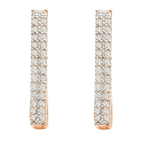 Grewod Ohrringe Modeschmuck, Damen 9K Gelbgold Schlicht Weiß Rund Moissanit Creolen Nickelfrei Schmuck von Grewod