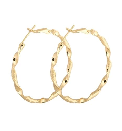 Grewod Ohrringe Nickelfrei Damen, 9 Karat Gelbgold Gedreht Ohrringe Creolen Nickelfrei Ohrschmuck von Grewod