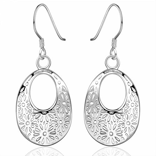 Grewod Ohrringe Schlicht, Damen 14 Karat Weißgold 585 Retro Ohrhänger Nickelfrei Echtgold Ohrschmuck von Grewod