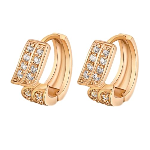Grewod Ohrringe Schlicht, Damen Gelbgold 14K Flügel Weiß Rund Moissanit Creolen Nickelfrei Schmuck von Grewod