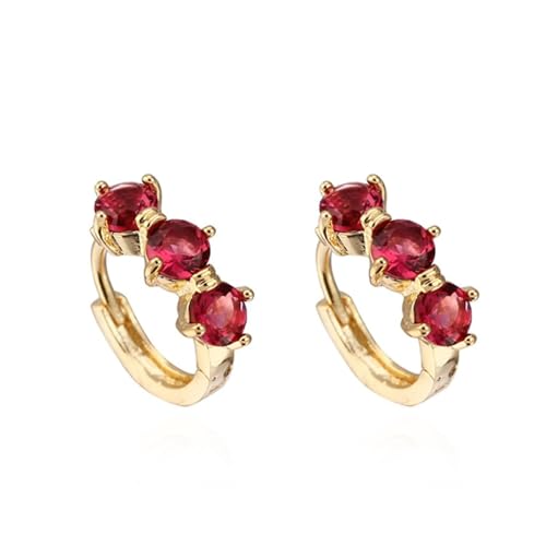 Grewod Ohrringe für Damen, 14 Karat Gold 585 Elegant Rot Rund Rubin Creolen Nickelfrei Schmuck Grewod Ohrringe für Damen, 14 Karat Gold 585 Elegant Rot Rund Rubin Creolen Nickelfrei Schmuck von Grewod