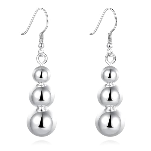 Grewod Ohrringe für Frauen, 18 Karat 750 Weiß Gold Kugel Ohrhänger Nickelfrei Echtgold Ohrschmuck von Grewod