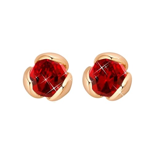 Grewod Ohrschmuck Piercing, Damen Ohrringe Gelbgold 14 Karat 585 Blumen Rot Rund Labor Erstellt Rubin Ohrstecker Grewod Ohrschmuck Piercing, Damen Ohrringe Gelbgold 14 Karat 585 Blumen Rot Rund Labor Erstellt Rubin Ohrstecker von Grewod