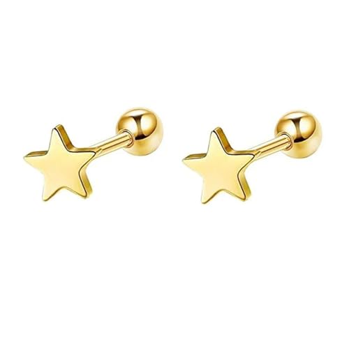Grewod Ohrstecker Damen, Gold 18K 750 Stern Ohrringe Nickelfrei Echtgold Ohrschmuck von Grewod