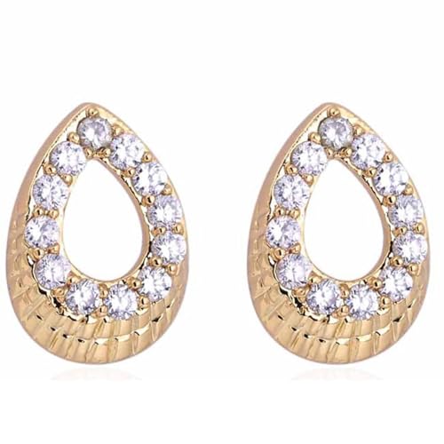 Grewod Ohrstecker Modeschmuck Damen, Gold 18 Karat Tropfen Weiß Rund Moissanit Ohrringe Schmuck von Grewod
