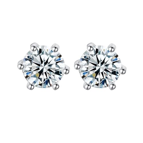 Grewod Ohrstecker Weißgold 585 Echtgold, Damen 7MM Weiß Rund Moissanit Ohrringe Nickelfrei Schmuck von Grewod