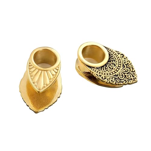 Grewod Plugs Ohren, Edelstahl Gold Rund mit Vintage Blume Ohr Tunnel Damen Flesh Tunnel Ohr Expander Piercing Schmuck 16MM, 2 Stück von Grewod