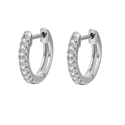 Grewod Schmuck Frauen Ohrringe, 18K Weißgold 750 Schlicht Weiß Rund Moissanit Creolen Schmuck Grewod Schmuck Frauen Ohrringe, 18K Weißgold 750 Schlicht Weiß Rund Moissanit Creolen Schmuck von Grewod