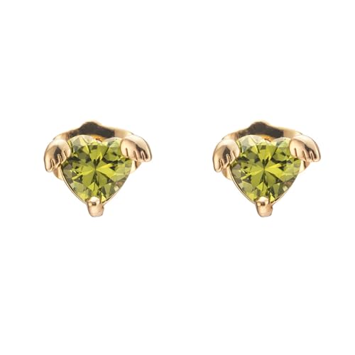 Grewod Schmuck Frauen Ohrringe, Gold 9K 375 Flügel Grün Herz Granat Ohrstecker Nickelfrei Schmuck von Grewod