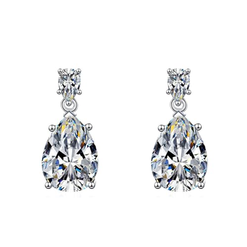 Grewod Schmuck Frauen Ohrringe, Weiß Gold 18K 750 Schlicht Weiß Moissanit Ohrstecker Schmuck von Grewod