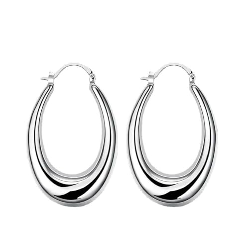 Grewod Schmuck Ohrringe, Damen 14K Weißgold Schlicht Ohrringe Creolen Nickelfrei Echtgold Ohrschmuck von Grewod