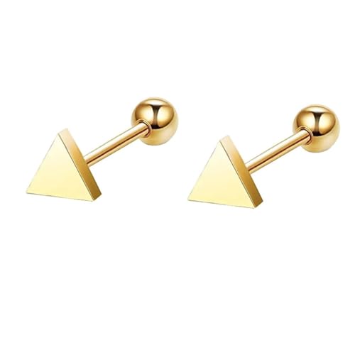 Grewod Schmuck Ohrringe, Damen Gold 14 Karat Dreieck Ohrstecker Nickelfrei Echtgold Ohrschmuck von Grewod