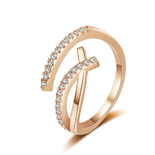 Grewod Schmuck Ringe, Damen Rotgold 18 Karat 750 Verstellbar Unendlichkeit Weiß Rund Labor Erstellt Diamant Ring für Hochzeit Größe 62 (19.7) von Grewod